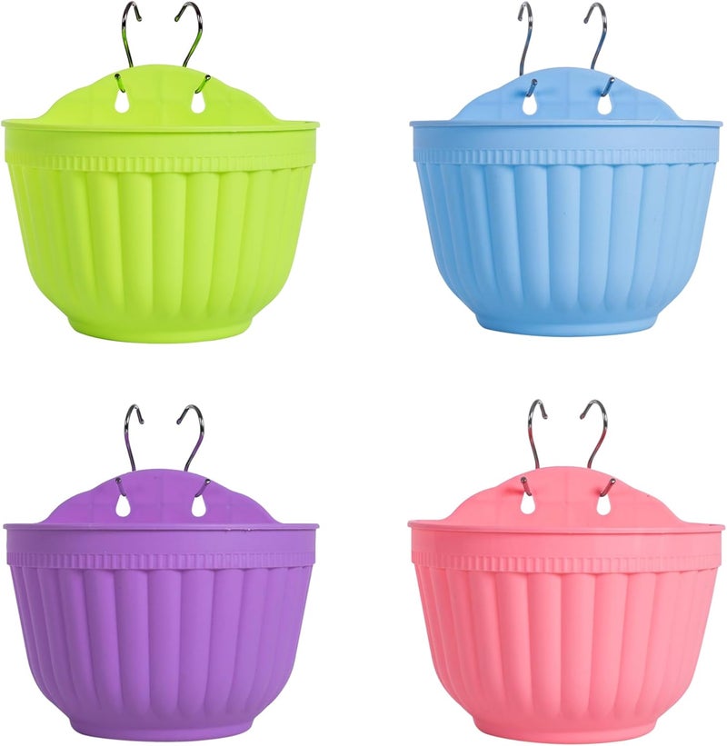 ORIMERC 4 Pcs Colorful Resin Wall Hanging Planter Pot Vertical Garden Living Wall Mount Window Hang Indoor Outdoor for Kitchen Herb Balcony Railing Shelf Fence Bedroom Trellis Décor - Image 1